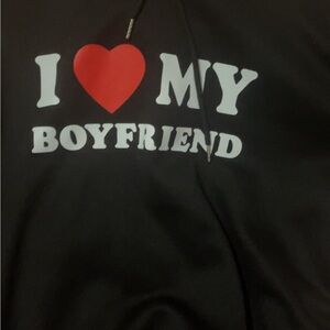 SHEIN Black Hoodie with Red Heart Print